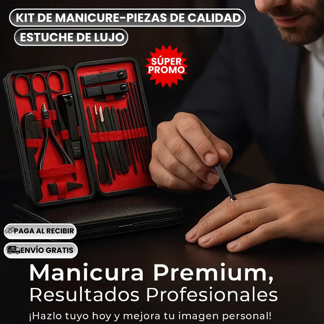 SET MANICURA ESTUCHE DE LUJO- 24 PIEZAS DE CALIDAD✅