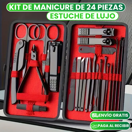 SET MANICURA  ESTUCHE DE LUJO-  24 PIEZAS  DE CALIDAD✅